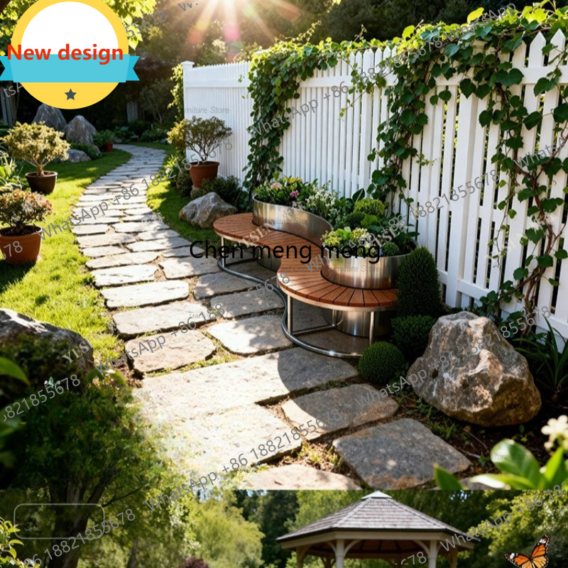 Garden Bench Metal - D80 Paslanmaz Çelik Çiçek Kutusu Koltuk