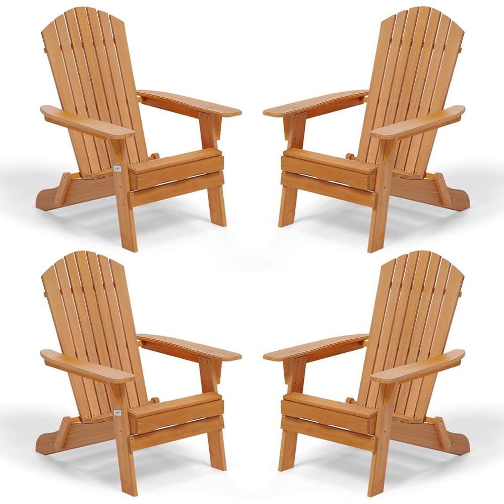 Outdoor Furniture Ofo - Adirondack Sandalye Seti 4'lü, Ahşap Adirondack