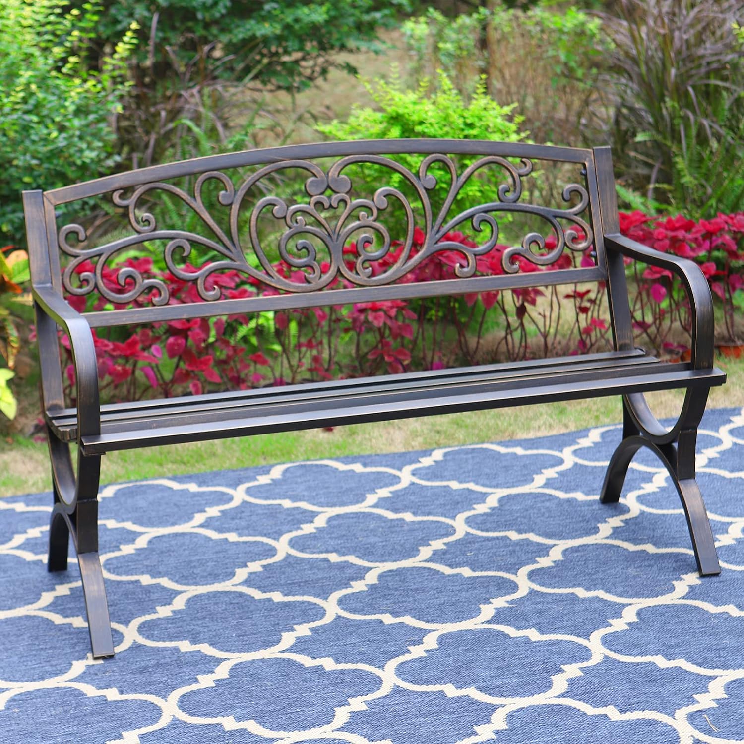 Garden Bench Metal - Bronz 50 İnç Dış Mekan Bahçe