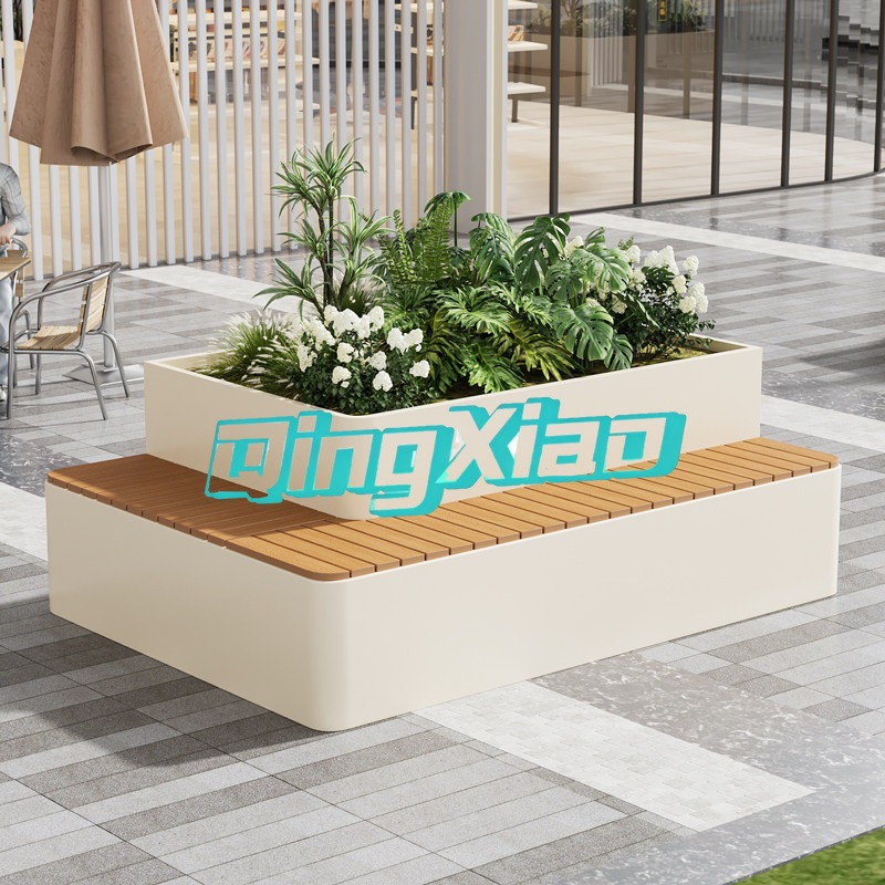 Garden Bench Metal - Dış Mekan Bankı, Yerleşik Saksı, Hava