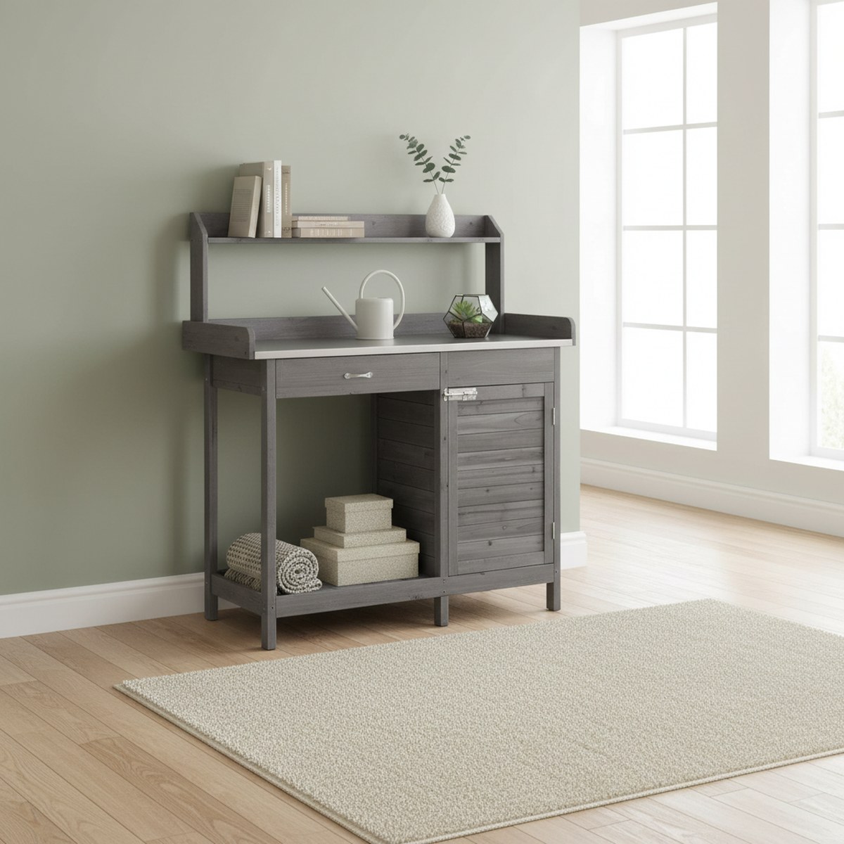 Dış Mekan Saksı Tezgahı Gri Me - Garden Bench Metal incelemesi ve fiyatı