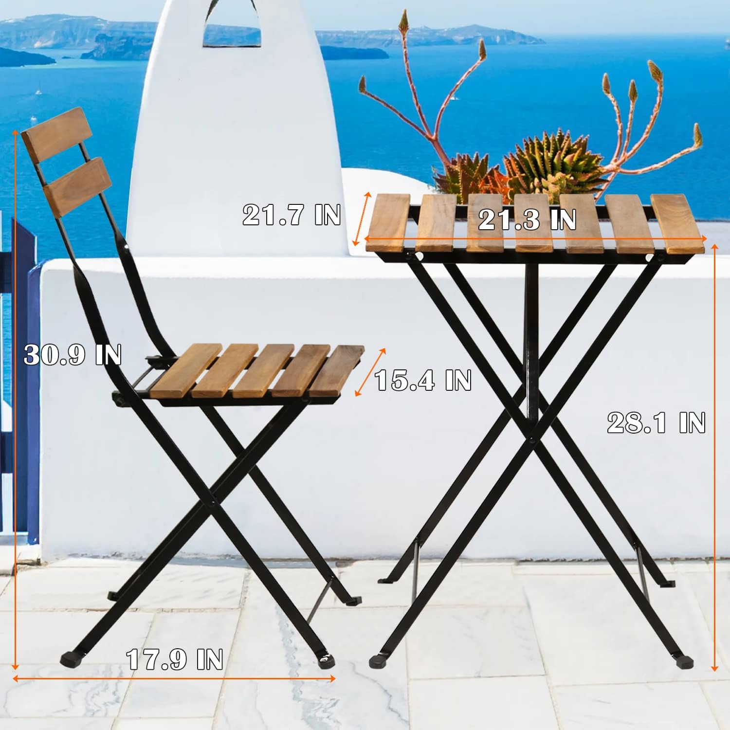 Doğal ahşap 3 parçalı katlanab - Outdoor Furniture Patio incelemesi ve fiyatı