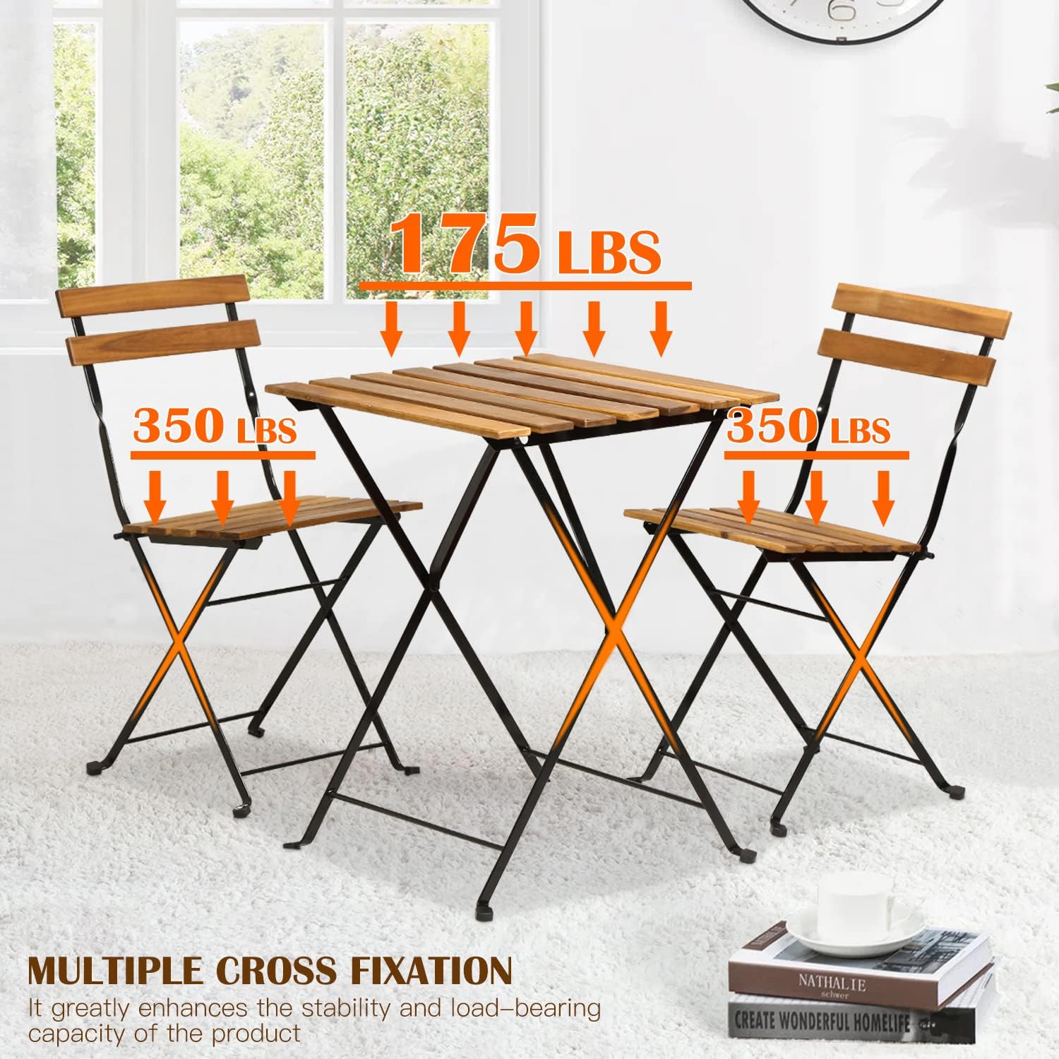 Doğal ahşap 3 parçalı katlanab - Outdoor Furniture Patio incelemesi ve fiyatı