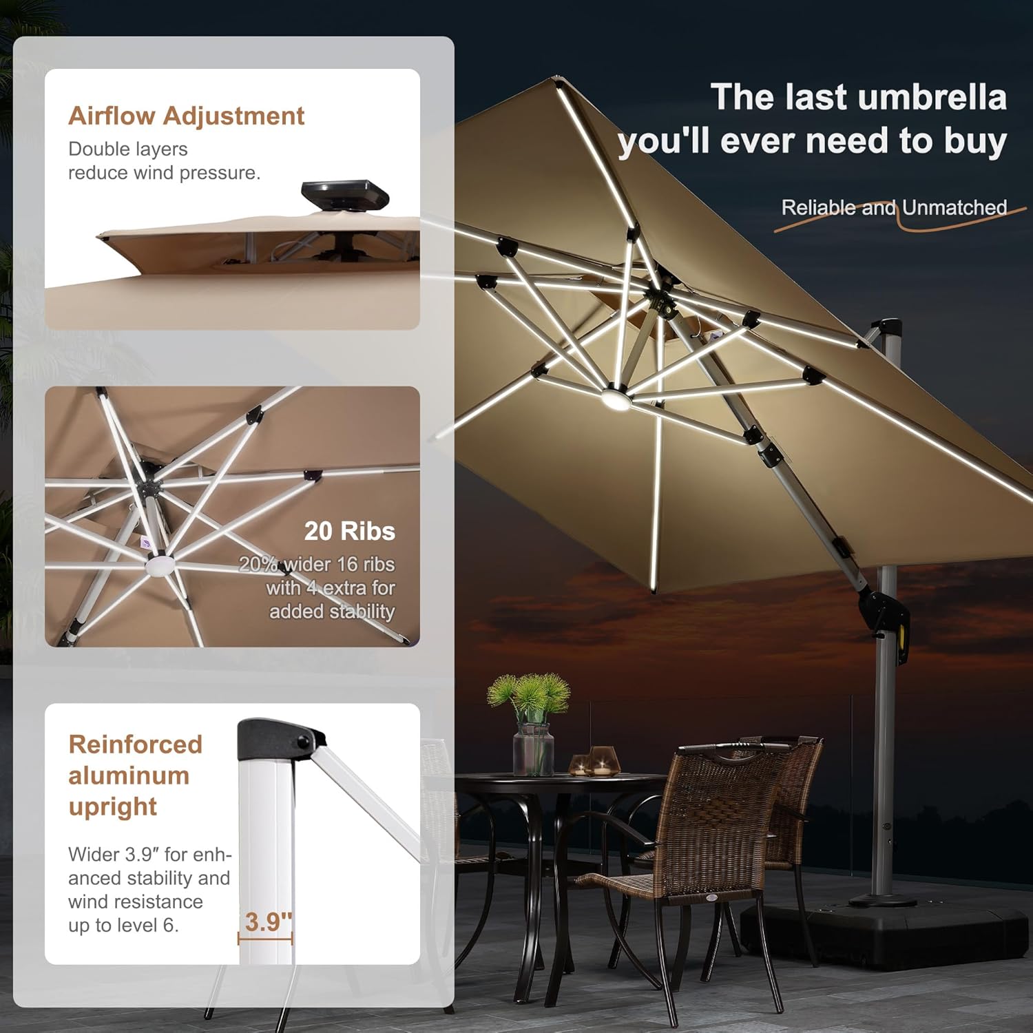 10' X 13' Çift Tavanlı Lüks Gü - Outdoor Furniture Umbrella incelemesi ve fiyatı