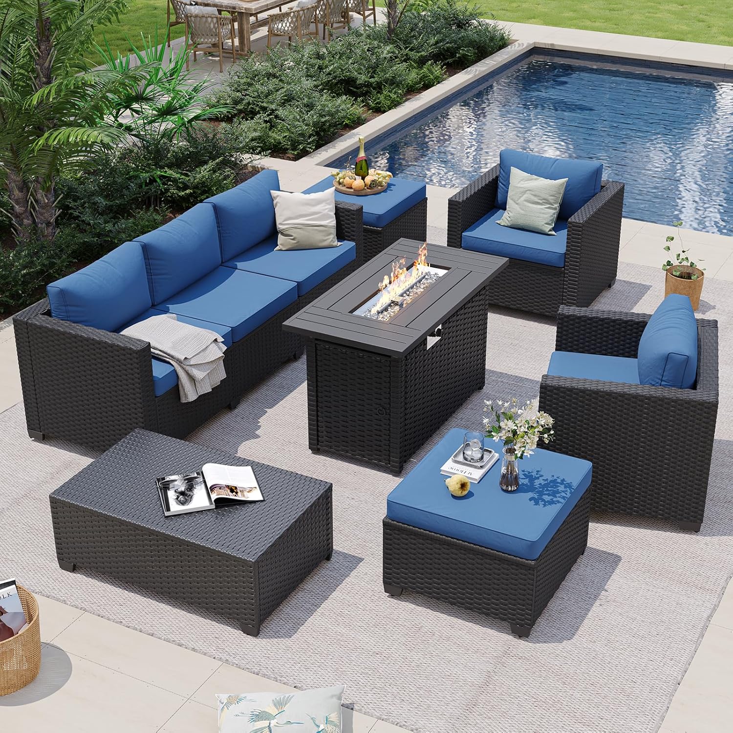 Lacivert Dış Mekan Köşe Koltuk - Outdoor Furniture And Fire Pit incelemesi ve fiyatı