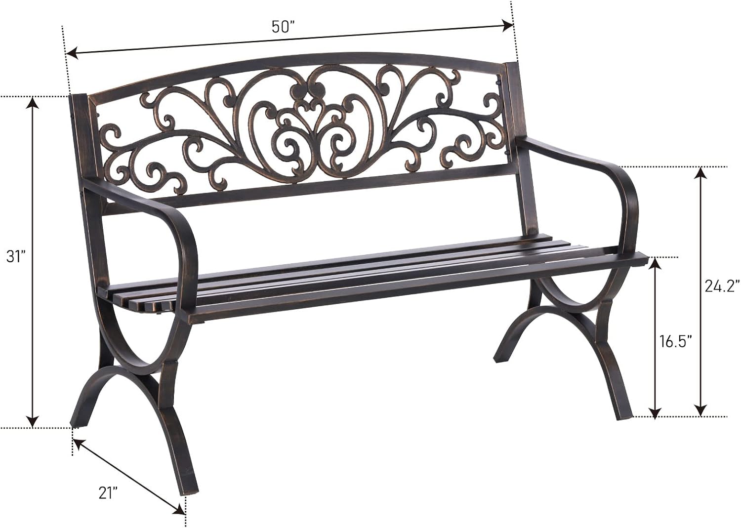 Bronz 50 İnç Dış Mekan Bahçe B - Garden Bench Metal incelemesi ve fiyatı