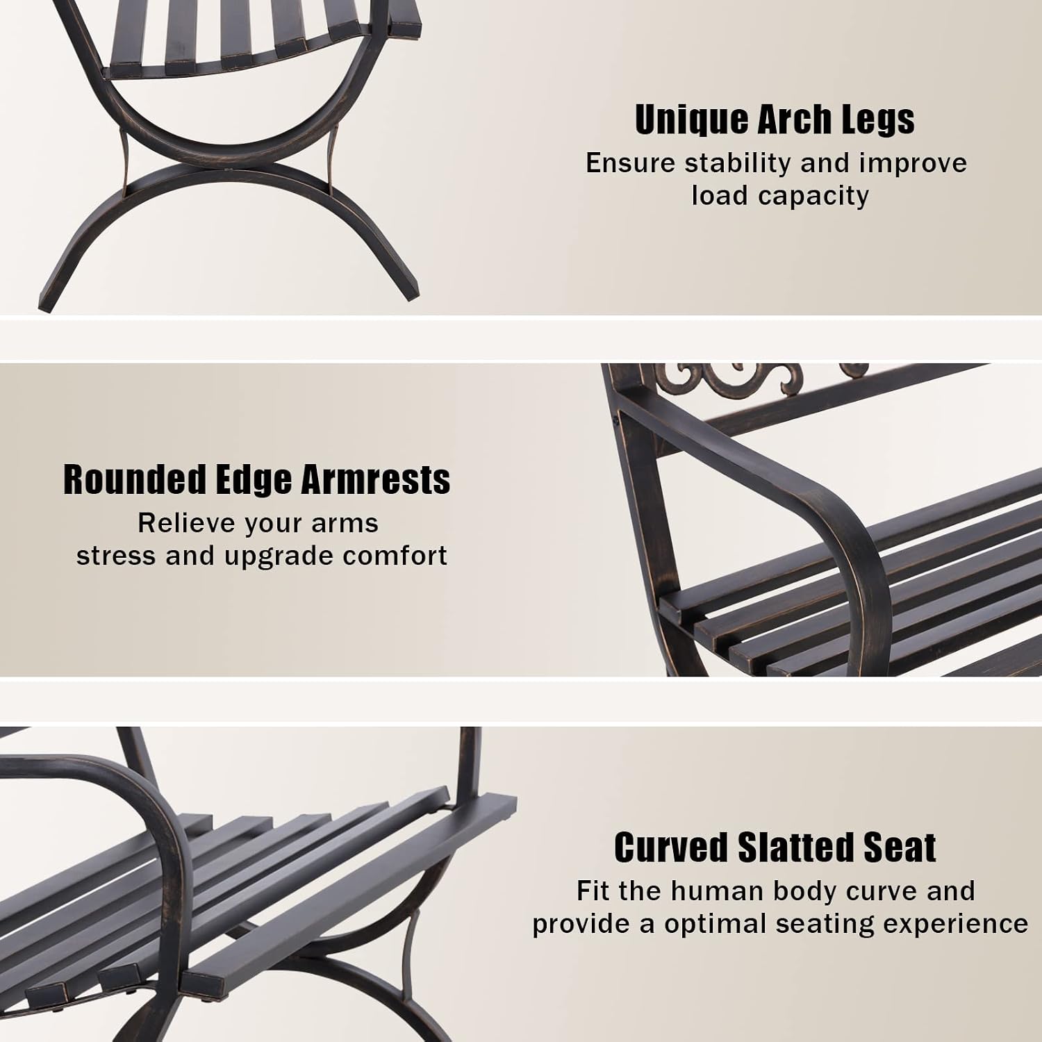 Bronz 50 İnç Dış Mekan Bahçe B - Garden Bench Metal incelemesi ve fiyatı