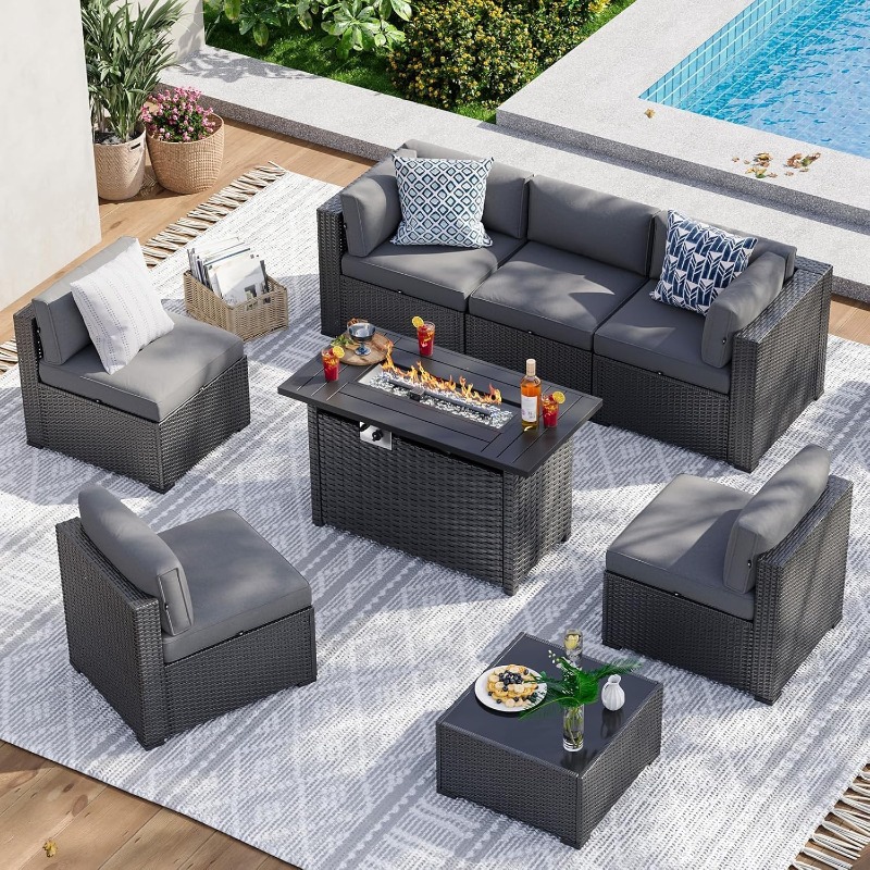 Aoxun 8 Parçalı Bahçe Mobilya  - Outdoor Furniture And Fire Pit incelemesi ve fiyatı