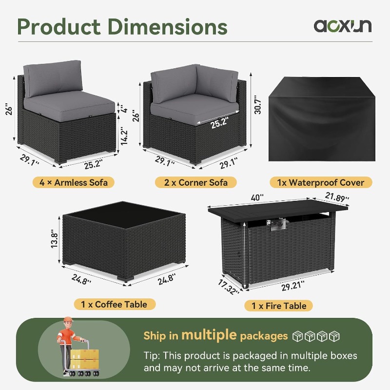 Aoxun 8 Parçalı Bahçe Mobilya  - Outdoor Furniture And Fire Pit incelemesi ve fiyatı