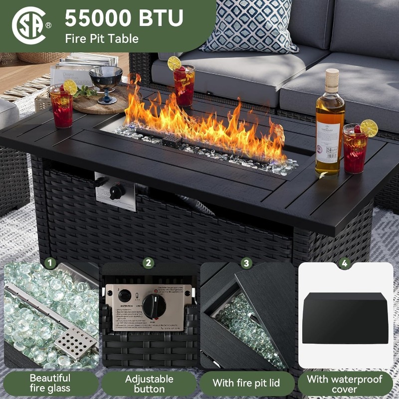 Aoxun 8 Parçalı Bahçe Mobilya  - Outdoor Furniture And Fire Pit incelemesi ve fiyatı